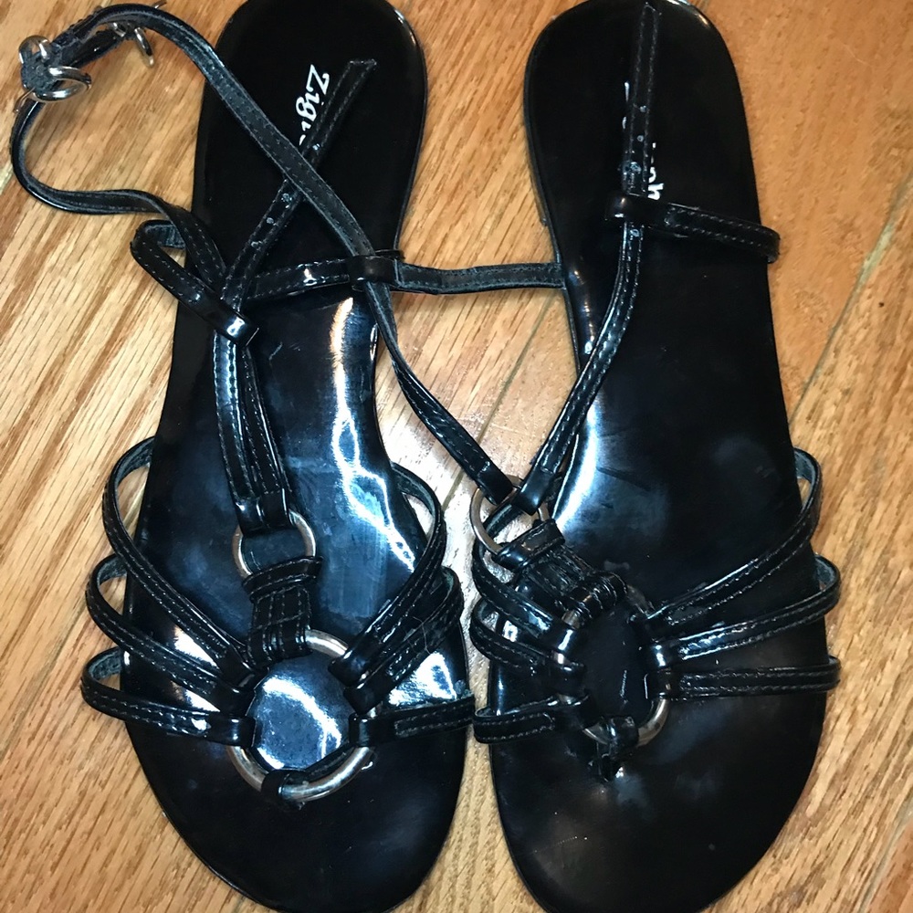 Black Flat Dress Sandals- Cute!